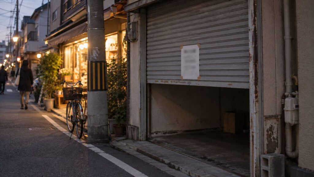 店舗を持つ独立の固定費を連想させる空きテナント