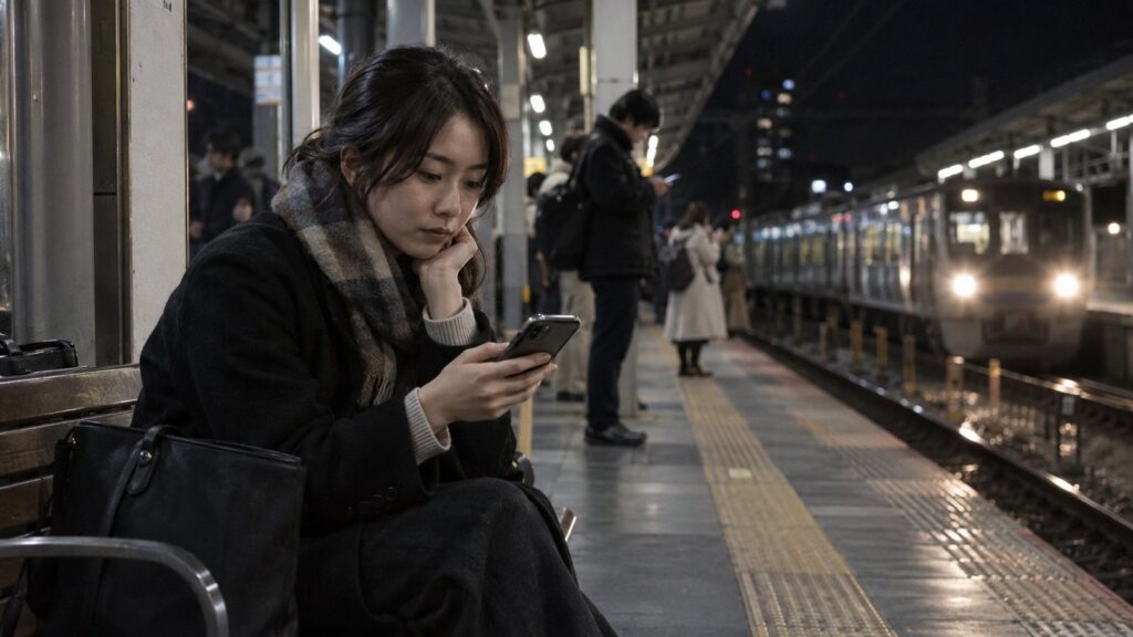 知人からの返事を待っている場面